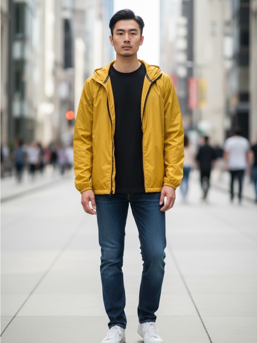 NWT Copper Fit Windbreaker L Lightweight Yellow Hooded Jacket Men’s Women’s